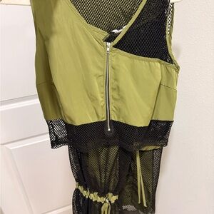 Fashion Nova Olive and Black Mesh Pants